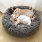 Coussin rond pour chat, rembourrage moelleux, de 40 à 100 cm, gris foncé
