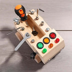 Tableau d'activités en bois pour enfant, LED, vis et écrous