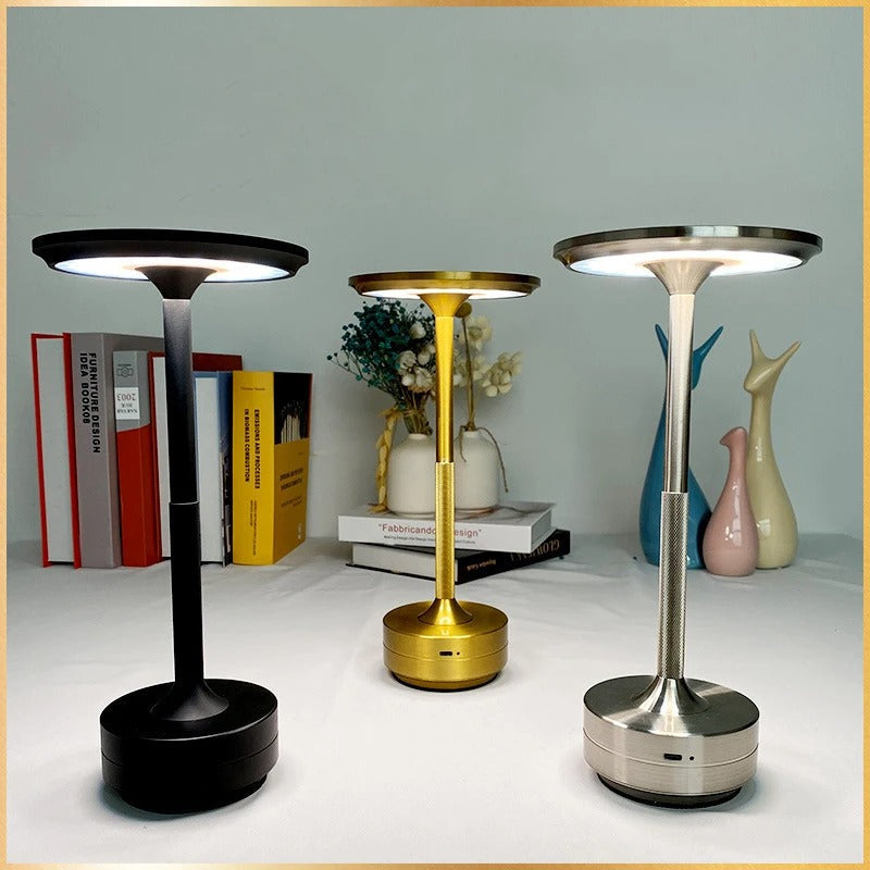 Lampe à poser sans fil rechargeable, doré, noir ou argenté, doré