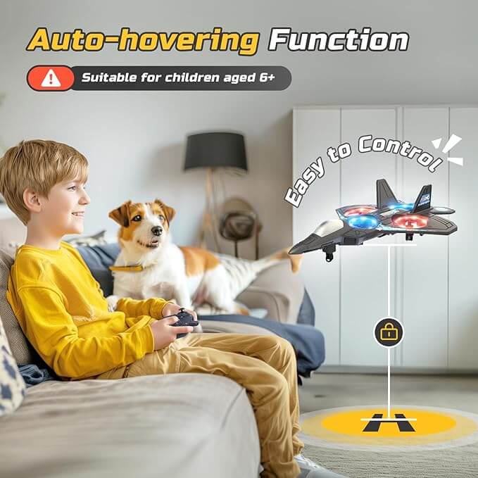 Avion télécommandé lumineux pour enfant dès 6 ans, mousse EPP