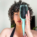 Brosse pour cheveux bouclés à picots souples, vert ou marron, vert