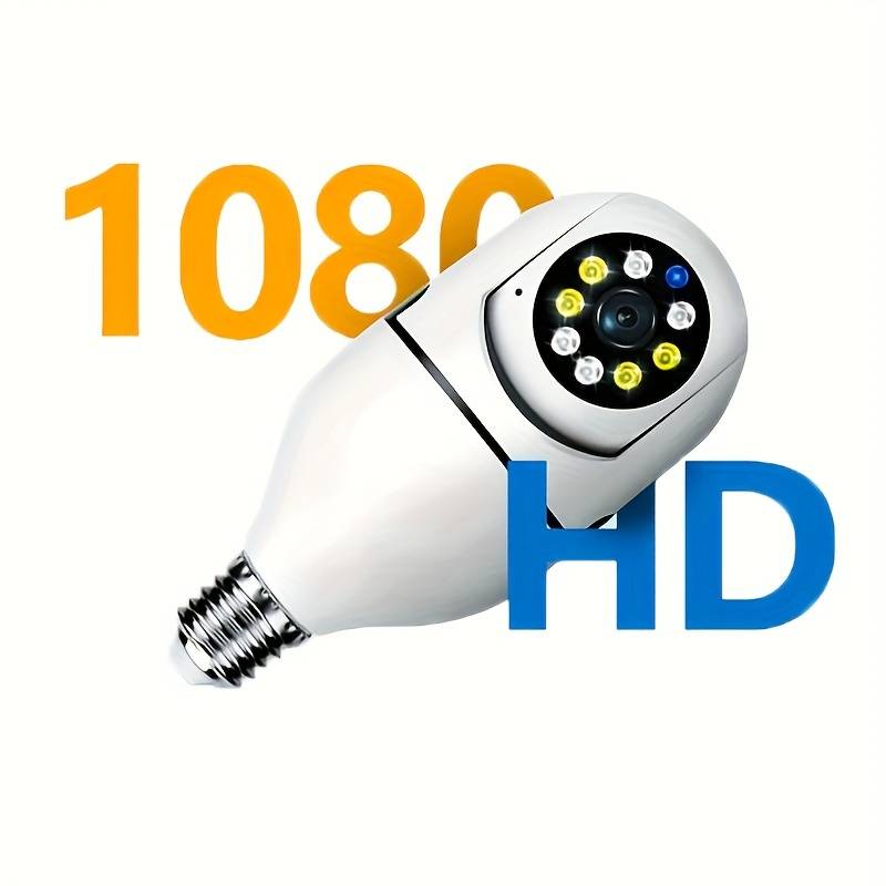 Caméra ampoule WiFi 1080p, rotation 360°, vision de nuit