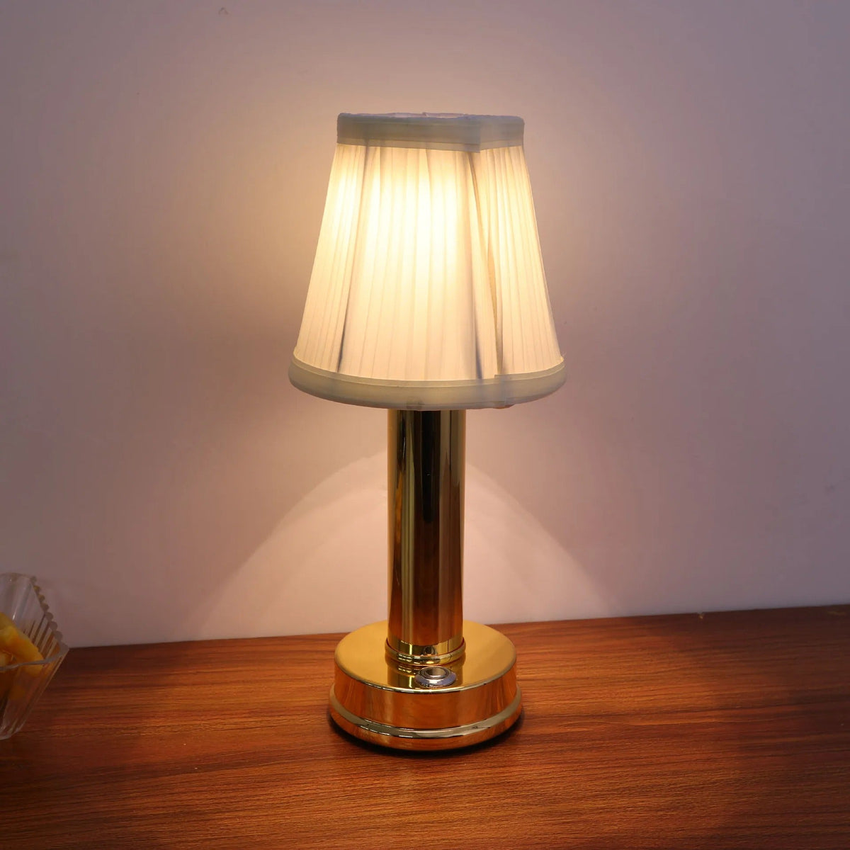 Lampe de table sans fil rechargeable, abat-jour en tissu, 3000 mAh, doré
