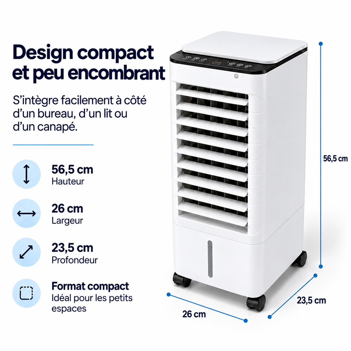 Rafraîchisseur d'air évaporatif à réservoir de 5 litres, 60 W
