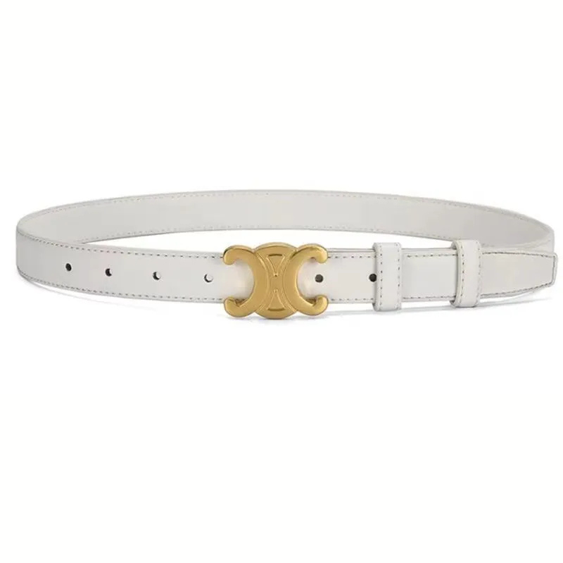 Ceinture femme à boucle dorée, largeur 2,5 cm, six coloris, blanc