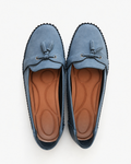 Mocassins orthopédiques femme à boucle vintage, semelle rembourrée, bleu