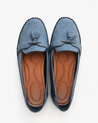 Mocassins orthopédiques femme à boucle vintage, semelle rembourrée, bleu