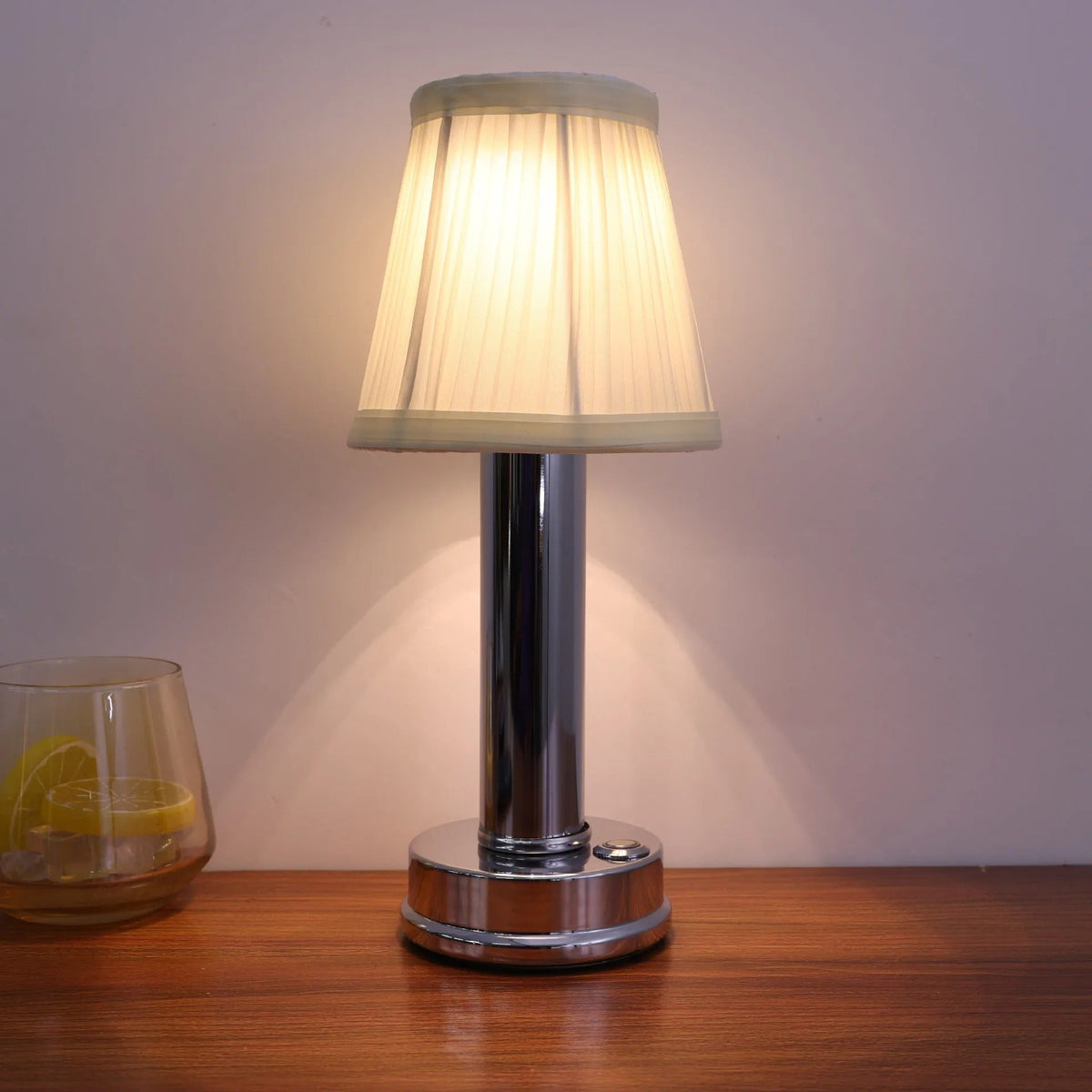 Lampe de table sans fil rechargeable, abat-jour en tissu, 3000 mAh, argenté