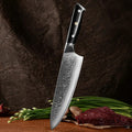 Couteau de chef japonais 8 pouces, lame Damas VG10, manche bois