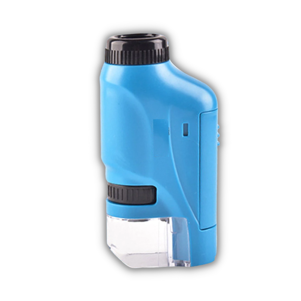Microscope de poche pour enfant à LED, grossissement 60x à 120x, bleu