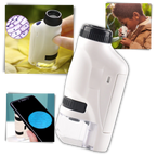 Microscope de poche pour enfant à LED, grossissement 60x à 120x