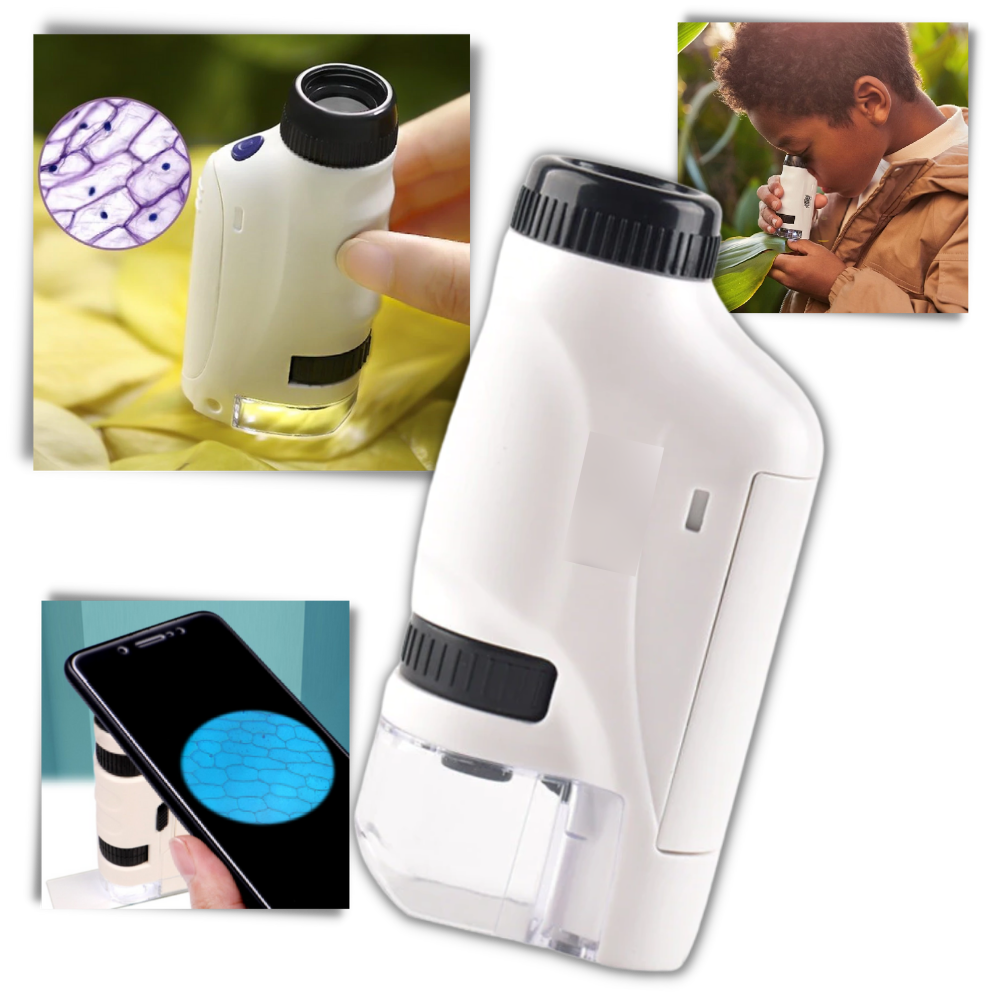 Microscope de poche pour enfant à LED, grossissement 60x à 120x