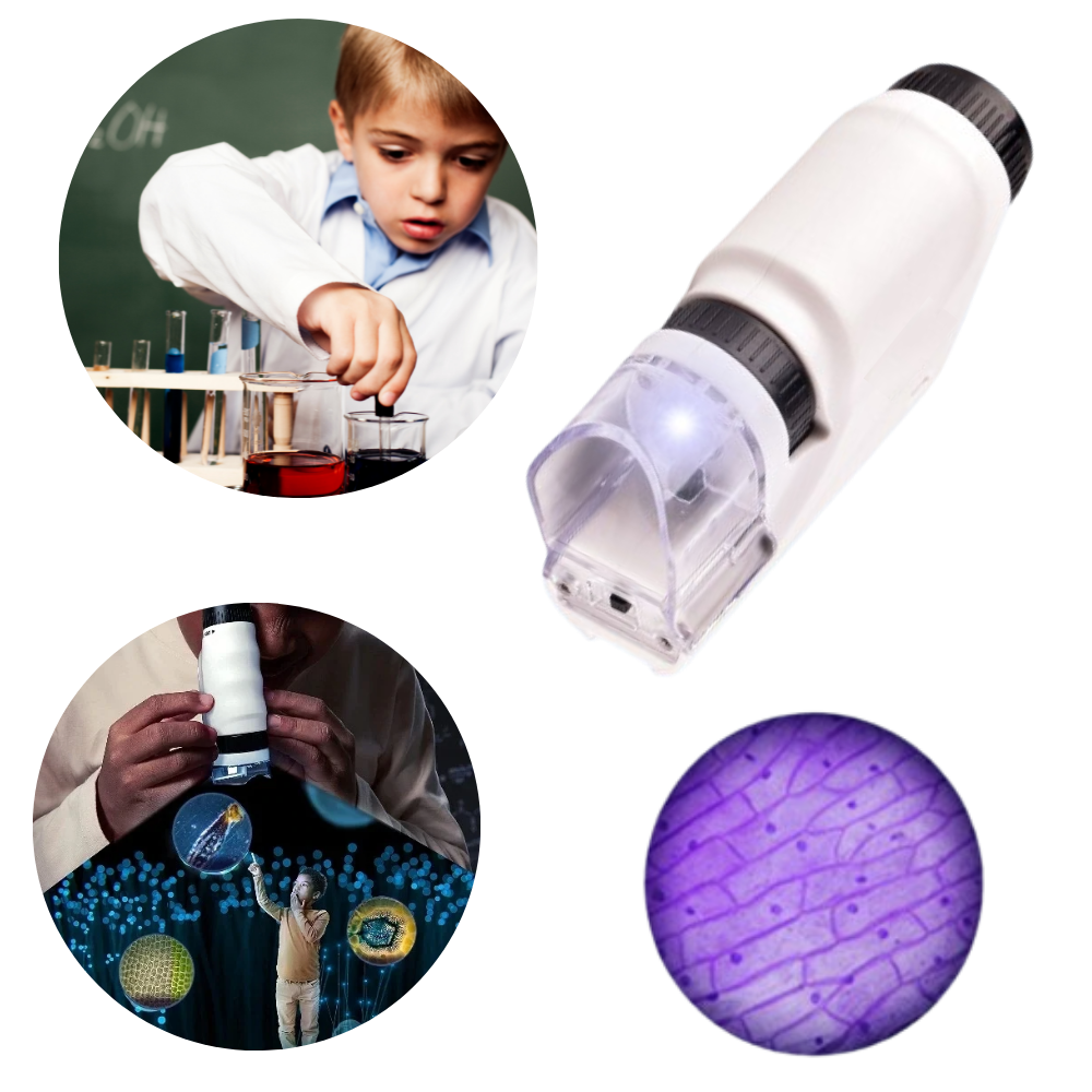 Microscope de poche pour enfant à LED, grossissement 60x à 120x