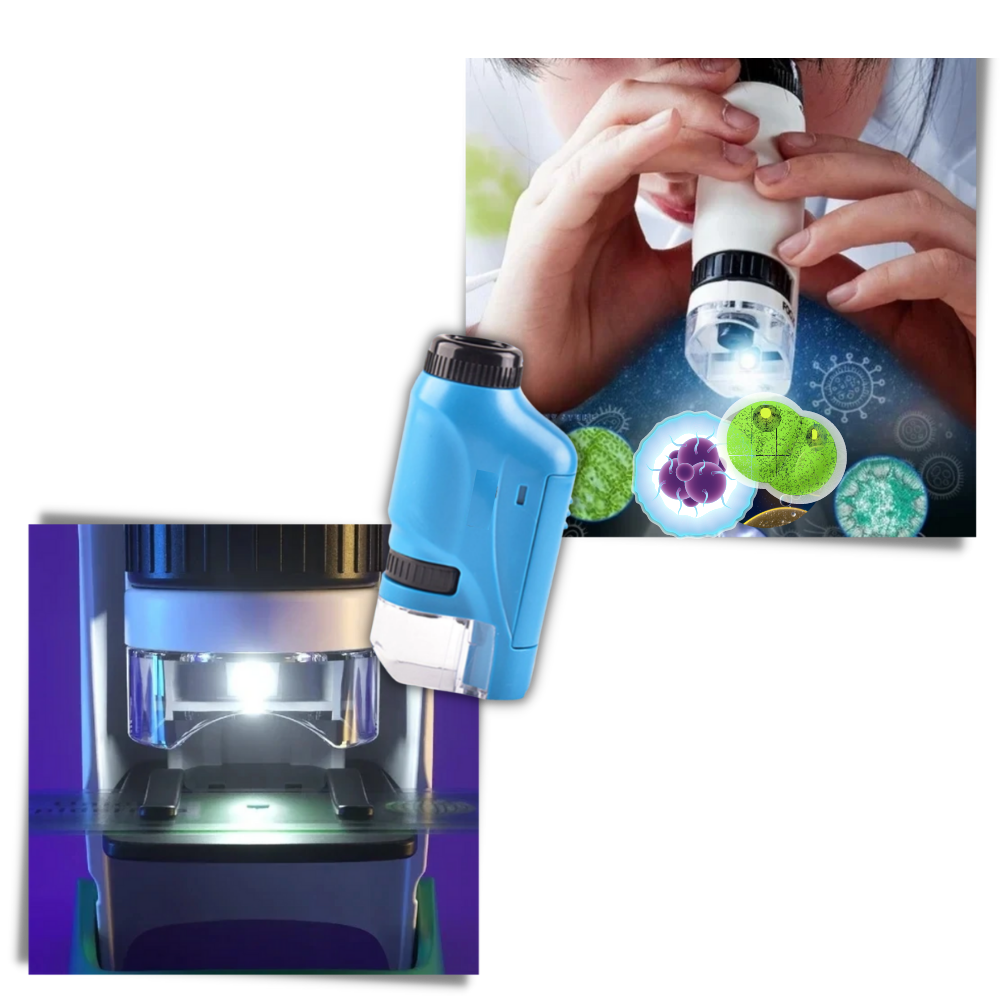 Microscope de poche pour enfant à LED, grossissement 60x à 120x