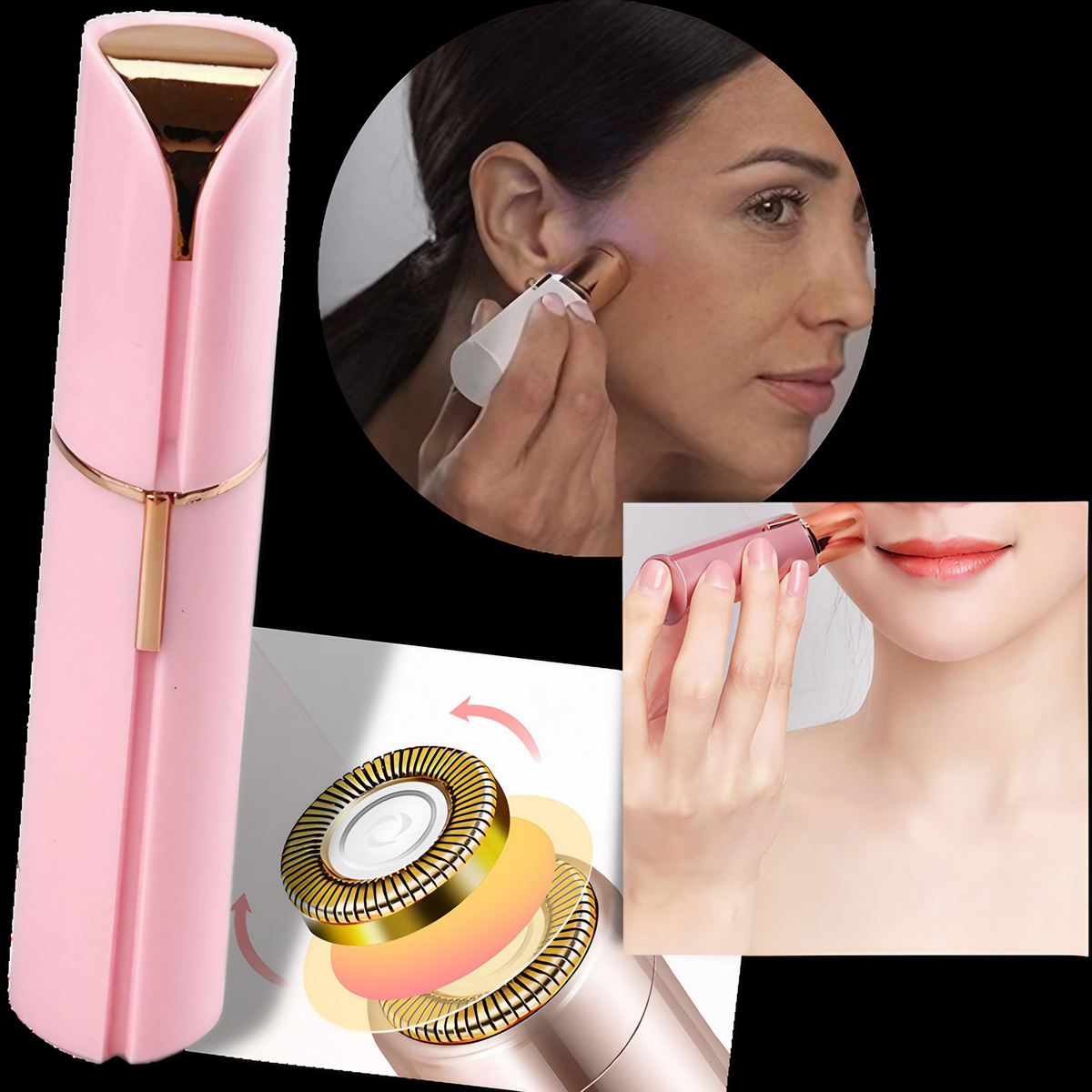 Rasoir visage femme à tête pivotante, format de poche