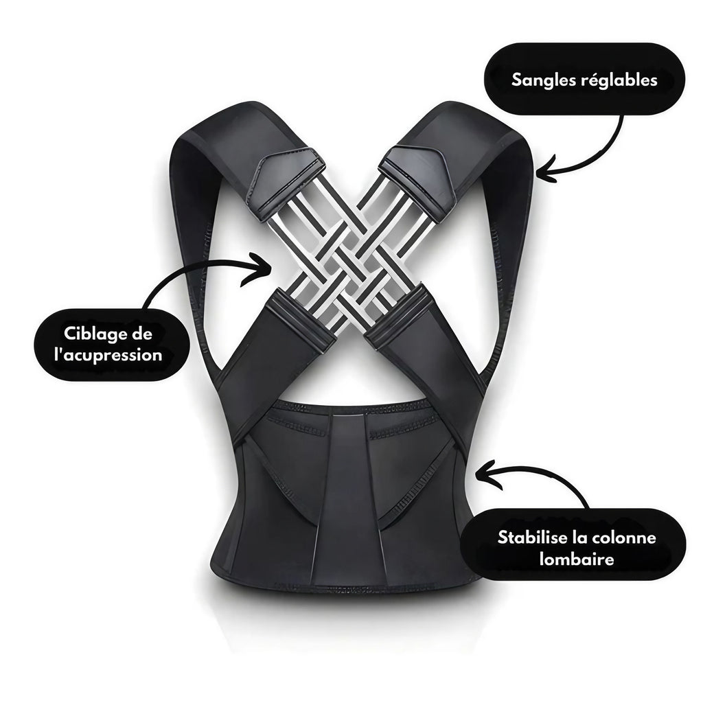 Correcteur de posture adulte à sangles réglables, du XS au L