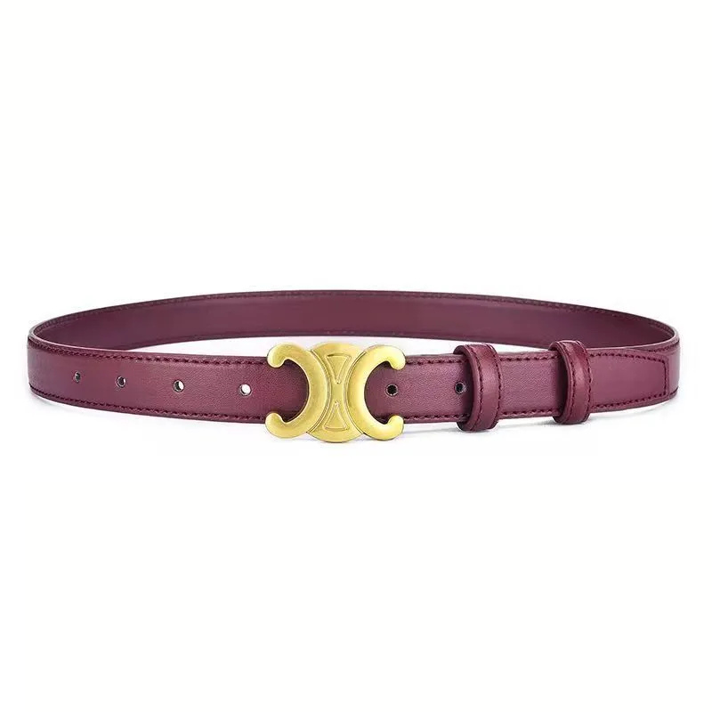Ceinture femme à boucle dorée, largeur 2,5 cm, six coloris, pourpre