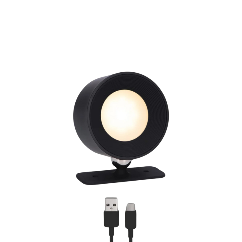 Applique murale sans fil rechargeable, tête orientable aimantée, noir