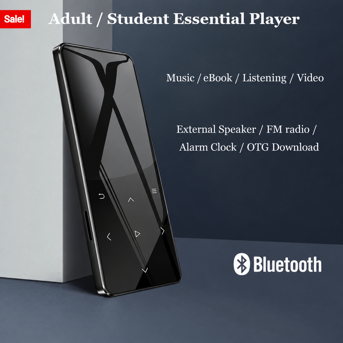 Lecteur MP3 Bluetooth à écran tactile, radio FM, 60 heures