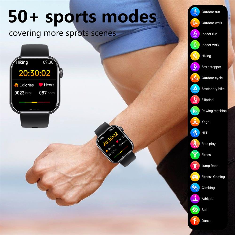 Montre connectée étanche unisexe, appels Bluetooth et modes sportifs