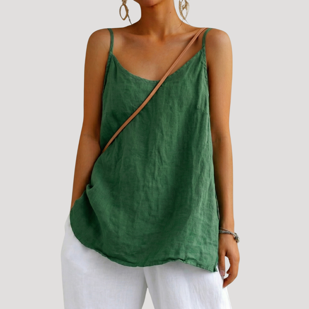 Caraco femme fluide à fines bretelles, col rond, du S au 2XL, vert