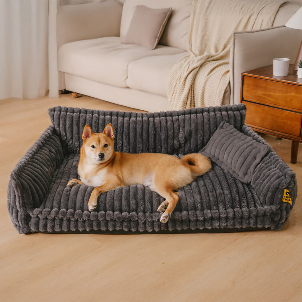 Lit orthopédique pour chien, housse lavable, quatre tailles, gris foncé