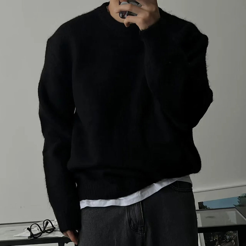 Pull homme en tricot fin, noir ou gris, du S au 3XL, noir