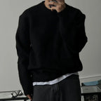 Pull homme en tricot fin, noir ou gris, du S au 3XL, noir