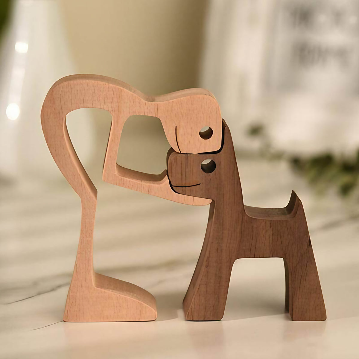 Statuette en bois naturel sur le thème des animaux, 11 cm de haut