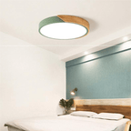 Plafonnier LED rond style scandinave, finition bois en option
