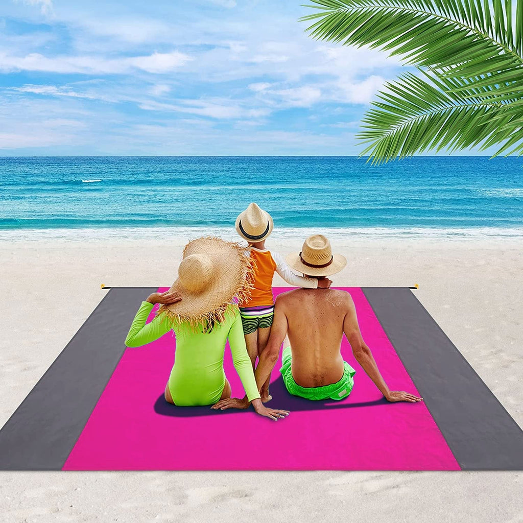 Couverture de plage anti-sable pour 5 à 8 adultes, rose
