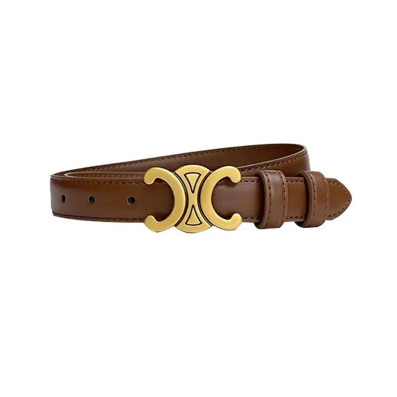 Ceinture femme à boucle dorée, largeur 2,5 cm, six coloris, caramel