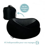 Oreiller de voyage en mousse à mémoire de forme, avec housse, noir