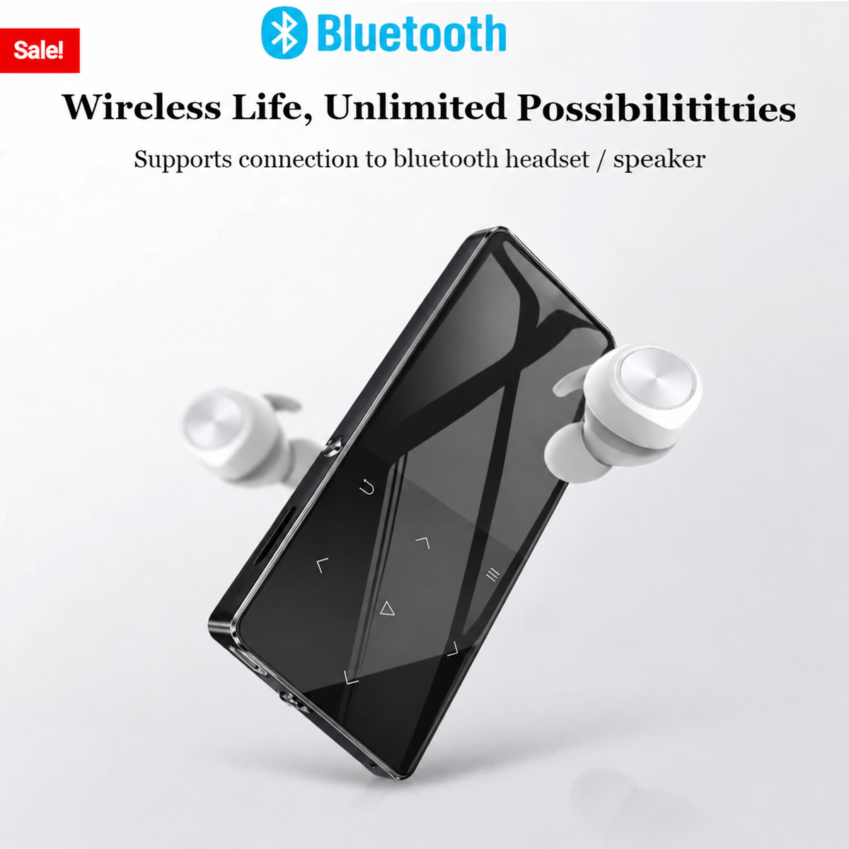 Lecteur MP3 Bluetooth à écran tactile, radio FM, 60 heures