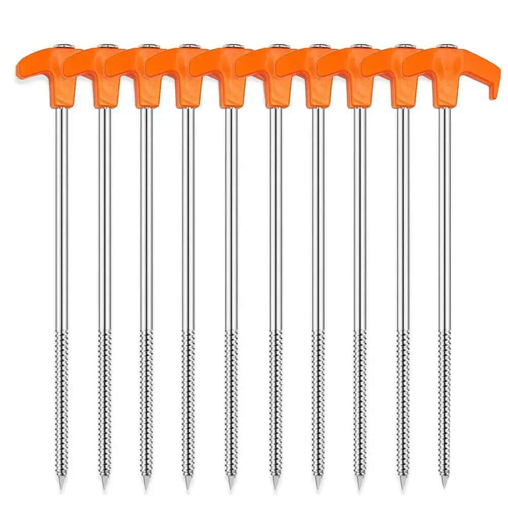 Piquets de tente à visser en acier au carbone, coloris orange