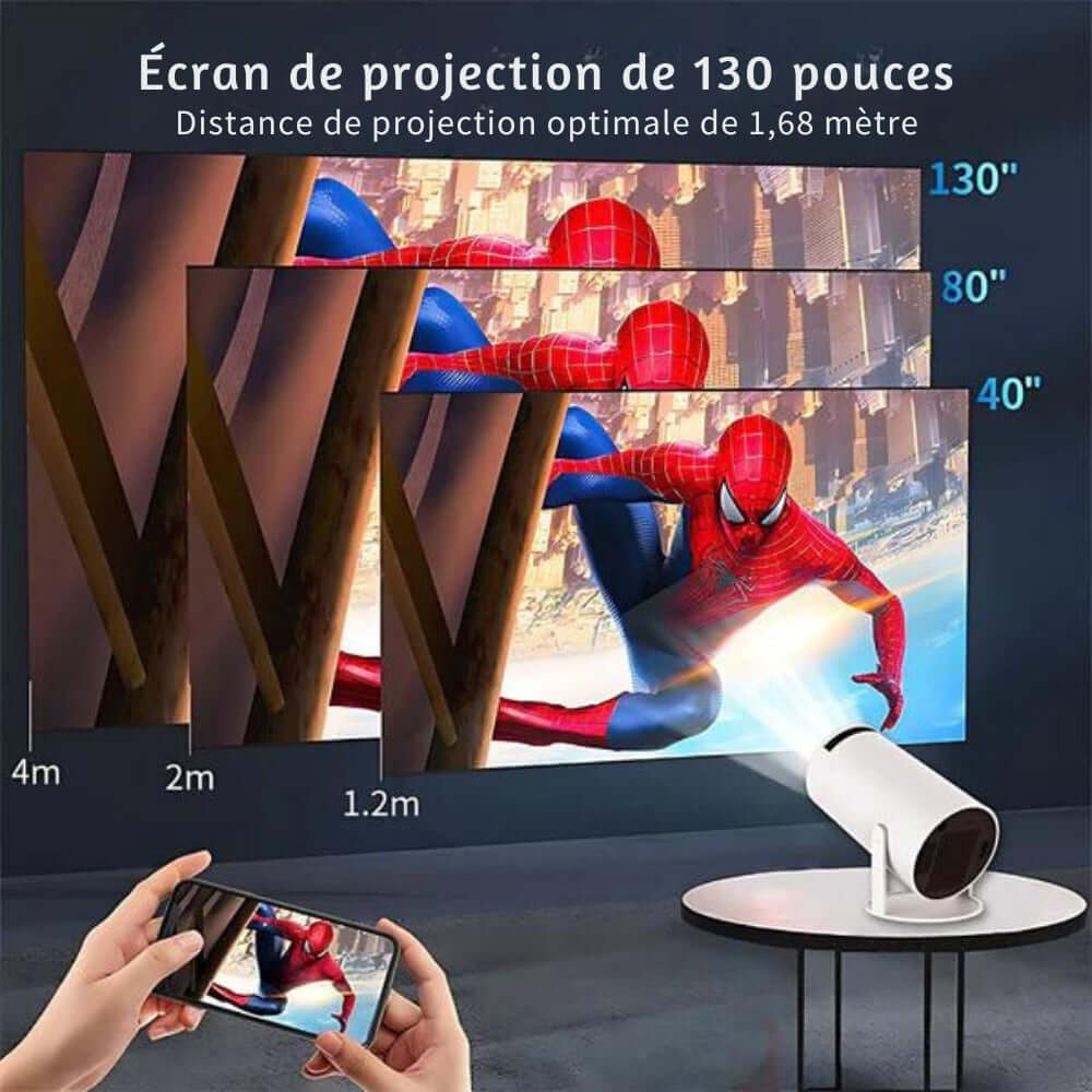 Mini vidéoprojecteur portable WiFi 6 et Bluetooth, image 130 pouces