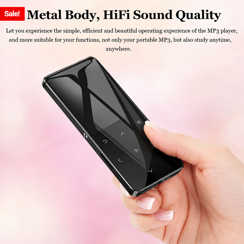 Lecteur MP3 Bluetooth à écran tactile, radio FM, 60 heures