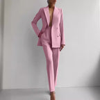 Ensemble blazer et pantalon slim femme, huit coloris, rose