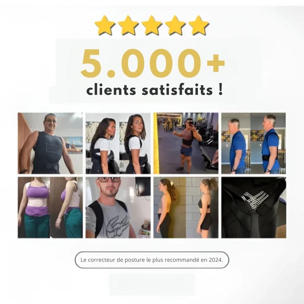 Correcteur de posture adulte à sangles réglables, du XS au L