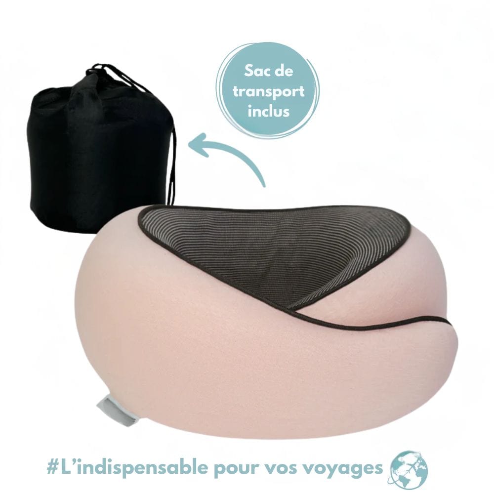 Oreiller de voyage en mousse à mémoire de forme, avec housse, rose