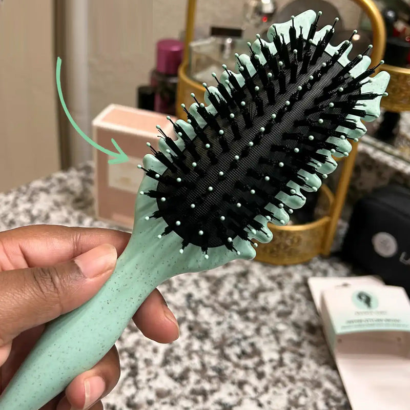 Brosse pour cheveux bouclés à picots souples, vert ou marron