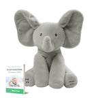 Peluche éléphant musicale pour bébé, oreilles mobiles, 30 cm, gris