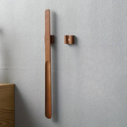 Chausse-pied long en bois à aimant, manche de 55 cm, brun noisette