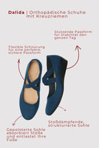 Chaussures orthopédiques femme à brides croisées, semelle amortie