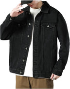 Veste en jean homme, coutures renforcées, trois coloris, noir