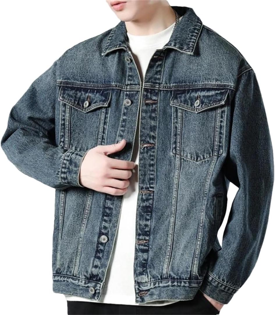 Veste en jean homme, coutures renforcées, trois coloris