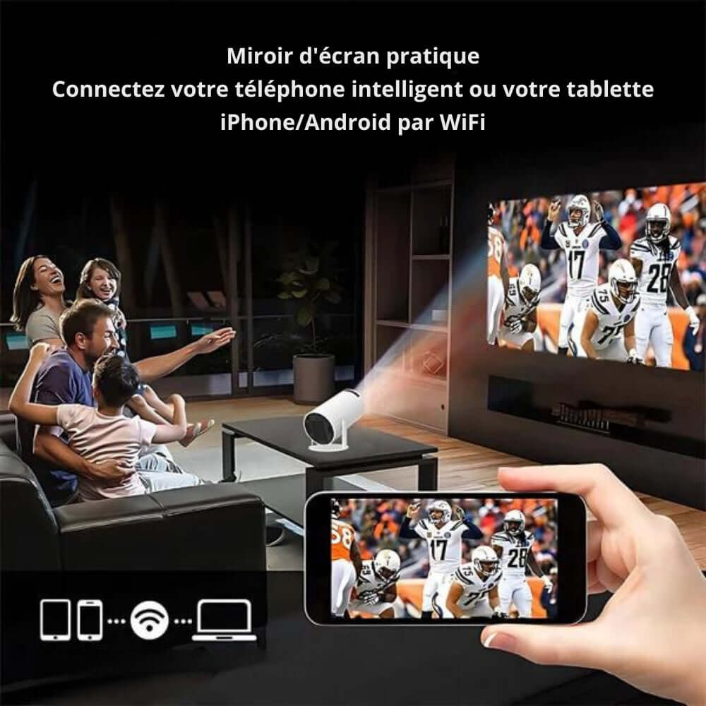 Mini vidéoprojecteur portable WiFi 6 et Bluetooth, image 130 pouces