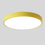 Plafonnier LED rond style scandinave, finition bois en option, jaune