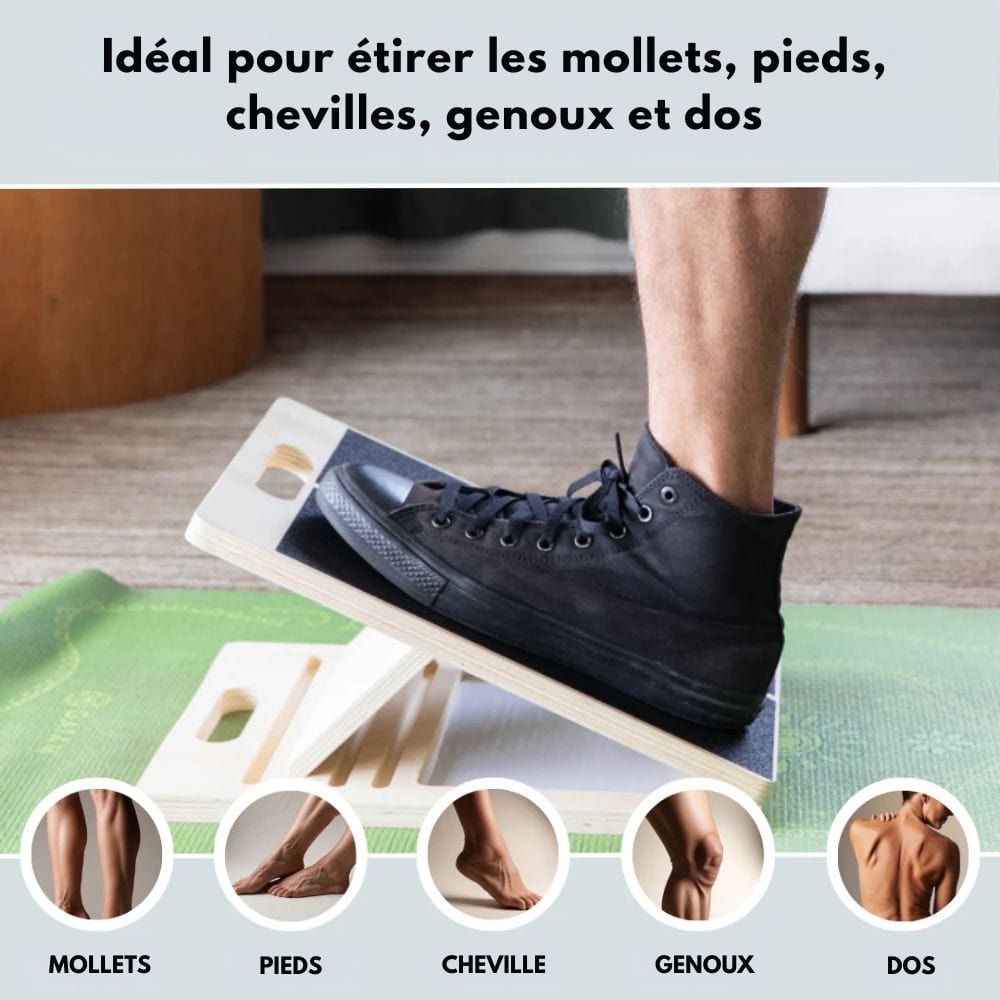 Planche d'étirement inclinable, cinq niveaux, surface antidérapante