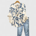 Blouse femme à manches volantées, unie ou fleurie, du S au 3XL, blanc et bleu